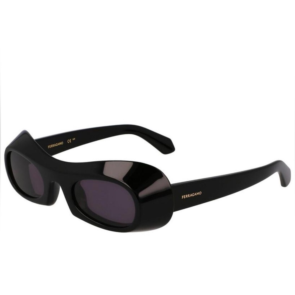 Salvatore Ferragamo Glossy Black Sunglasses  Classic Designer Style